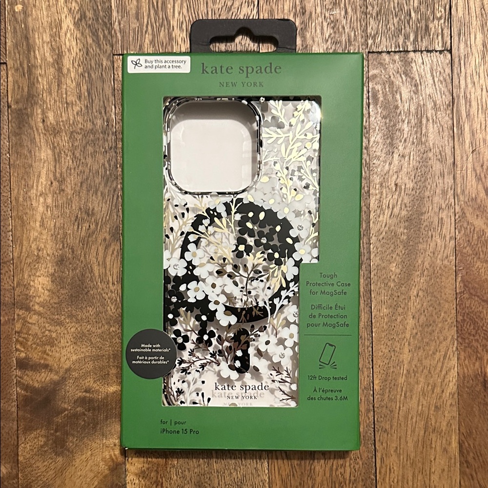 kate spade Black, White & Gold Floral MagSafe iPhone Case